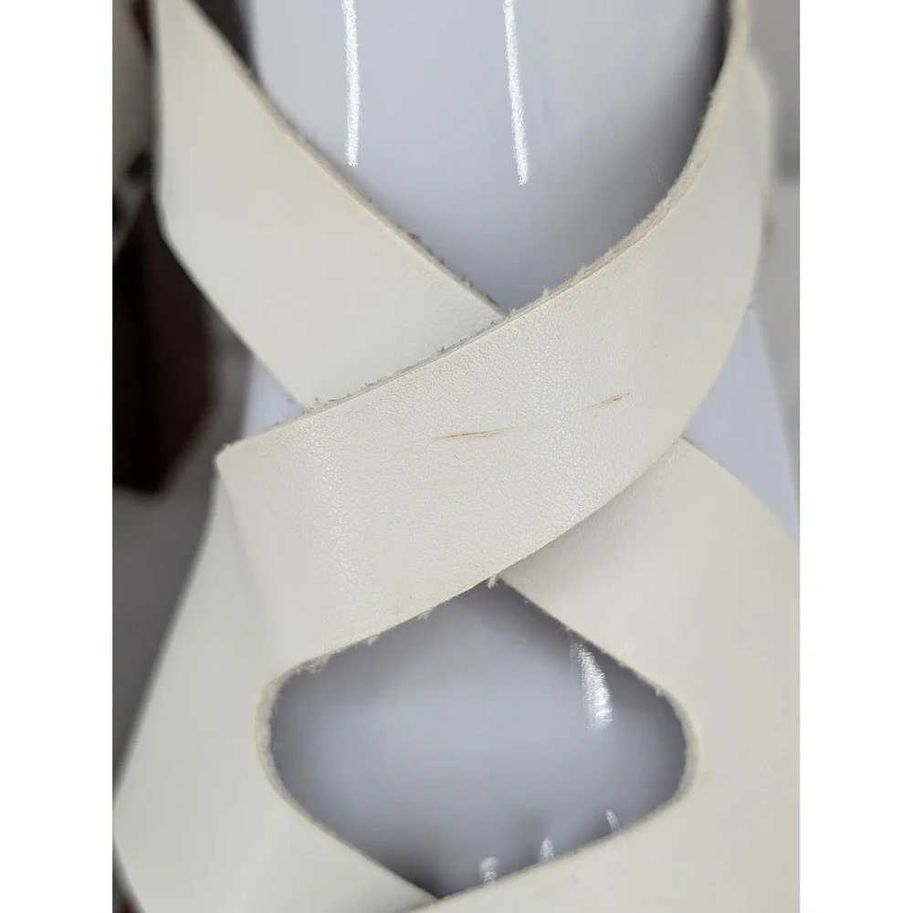 Madden Girl 10 White Studded Platform Wood Block Heel Sandals Retro Boho Shoes